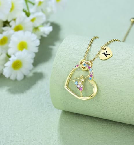 Pendentif ballerine pour filles avec collier cœur initiale en CZ - 3