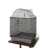 Schwarze Nylon-Netz-Vogelkäfigabdeckung mit belüftetem Design für große Vogelkäfige, um Streuung und Unordnung zu verhindern und gleichzeitig Sonnenschutz drinnen oder draußen zu bieten (A)