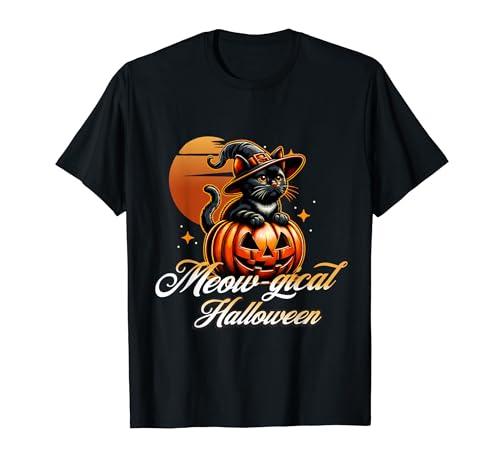 ミャウ魔法のハロウィン 黒猫かぼちゃ Tシャツのサムネイル