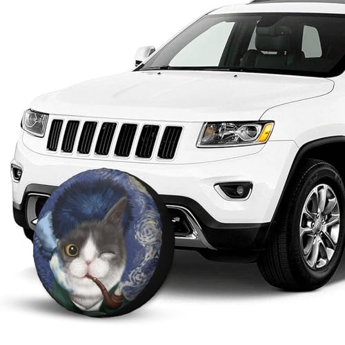 Image of Funny Cat Spare Tire Cover Wheel Protector Weatherproof Wheel Cover Universal Decorative Accessories for Camper RV SUV Travel Trailer 17 inch