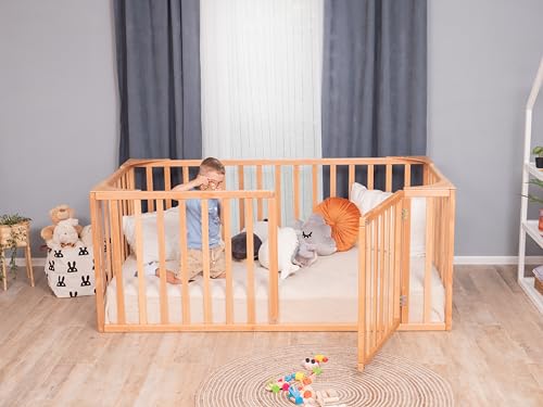 BUSY WOOD Montessori Bed for Toddlers - Toddler Floor Bed Twin - Montessori Bed Full - Floor Beds for Toddlers 1-4 Years - Queen Bed, King, Small Size Bed - Made in Europe (Model 20) - Thumbnail 4