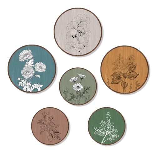 KOYILTD 6 Pcs Boho Plant Wall Art Vintage Home Decoration