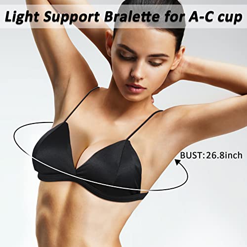 4 Pack Women's Silk Satin Triangle Bralette Silk Triangle Bra With Adjustable Strap Soft Cup Wireless Bra Satin Smooth Wireless Bra Crop Top For Women Girls Teens #TOP2