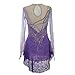 Nnnnydjy Lady's Skating Competition Skirt Women's Figure Roller Ice Skating Dress Girls Gradient Ballet Gymnastics Leotards,Purple,M