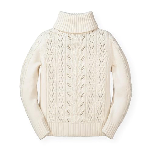 Image of Hope & Henry Girls' Cable Knit Raglan Turtleneck Sweater