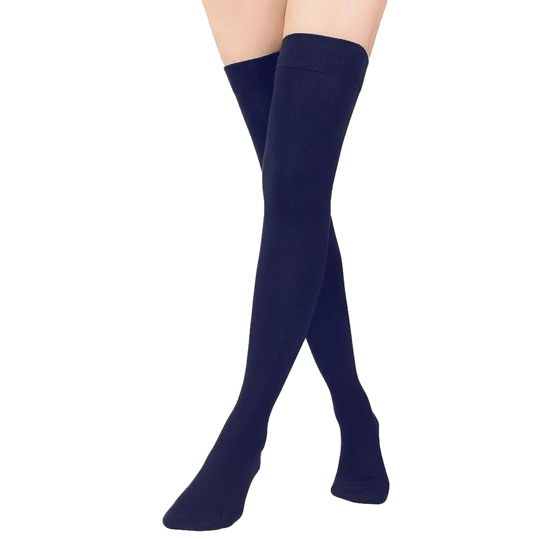 mukhaksh (Pack of 1 Pair = 2 Socks Girls Cotton Navy Blue Stocking Thigh Length Socks-picture-17