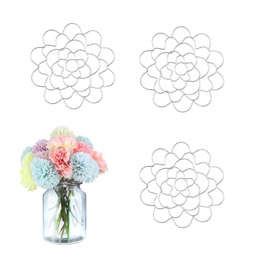 Ldirect 3 Stück Blumenfrosch Edelstahl Draht Blumenarrangement Werkzeug Blumendeckel Arranger Wiederverwendbare Blumengitterhalter (Silber, 4 Zoll)