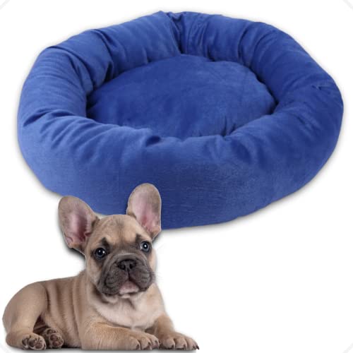 Cama Pet Redonda De Pelúcia Cachorro e Gato 50x50cm (Azul Bic)