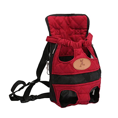 Baymate Haustier Rucksack Verstellbar Atmungsaktiv Leicht Tragbar Hund Tragetasche für Reisen/Wandern/Camping - Rot, S Cover