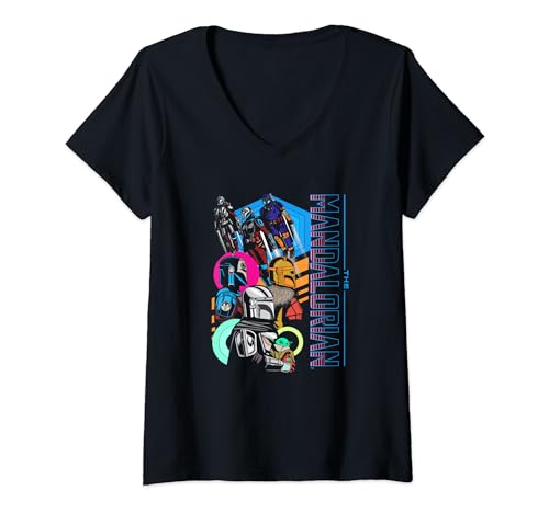 T-shirt Star Wars Mandalorian col V vintage en coton premium aux finitions soignées