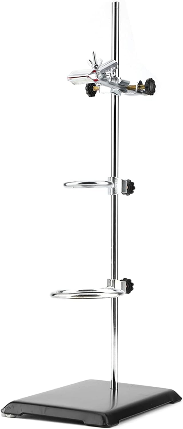 Laboratory Stand Support Platform with Flask Clamp, Lab Instrument Bracket for Chemistry Physics Experiments, Durable Metal Stand Compatible with Alcohol Lamp for School Research L