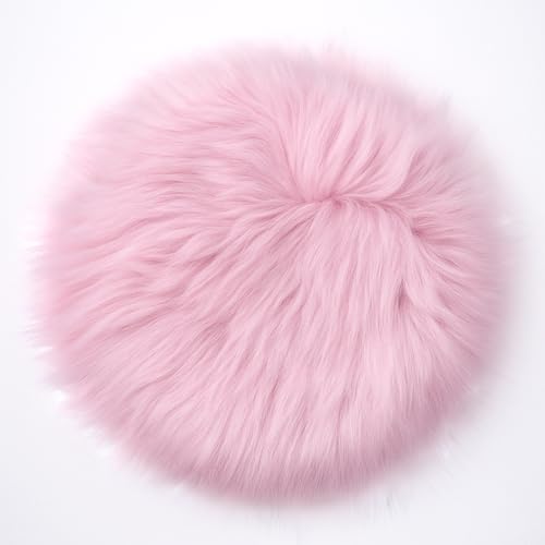 Tapete redondo mini de pelo sintético rosa 30 cm