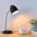 Eye-Caring Table Lamp of Simple Designs Home E26 Led Screw Basic Metal Desk Lamp with Flexible Gooseneck Hose Neck Study Lamp for Bedroom Office Living Room Convenient On/Off Switch(Black)