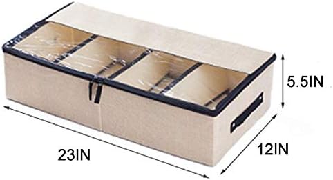 ApisNest Multifunction Foldable Storage Bag Under Bed Box Adjustable Compartment Size With Regulated/Removable Pasteable Dividers board For Boots Shoes Clothes Comforters Blankets