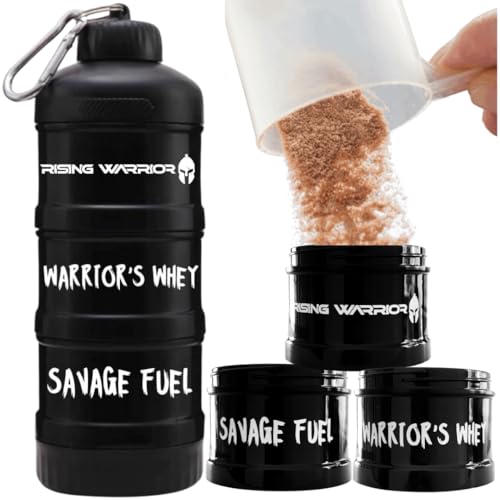 Tragbarer Proteinpulver-Behälter mit Trichter oben für Wasserflasche, Nahrungsergänzungs-Organizer und Spender, perfekt für Pre-Workout, BCAAs und Proteinpulver, Schlüsselanhänger zum Mitnehmen