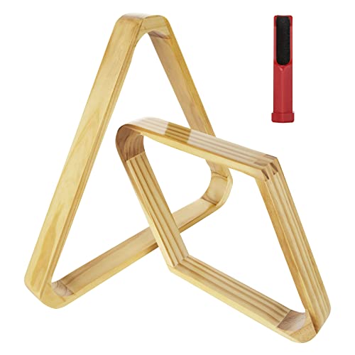 CertBuy 2 Pack Wooden Billiard Ball Rack Solid Wood Pool Triangle Rack Billiard 8 Ball Triangle & 9 Ball Diamond Racks for Billiard Pool Table