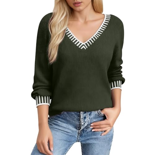 V Neck Sweaters for Women Lightweight Knit Pullover Fashion Fall Tops - image 1