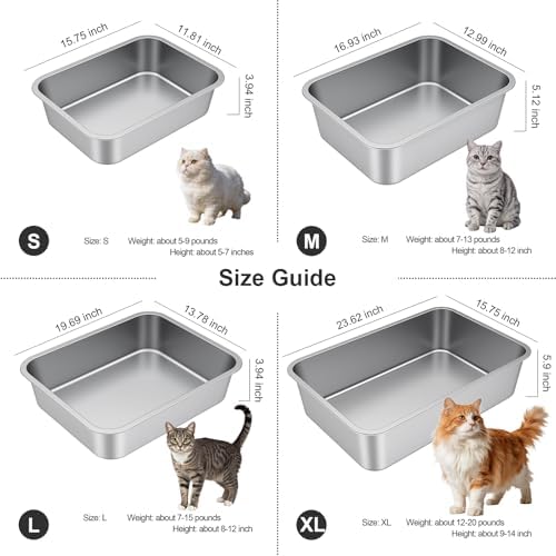 Idymere Stainless Steel High Sided Cat Litter Box — view 7
