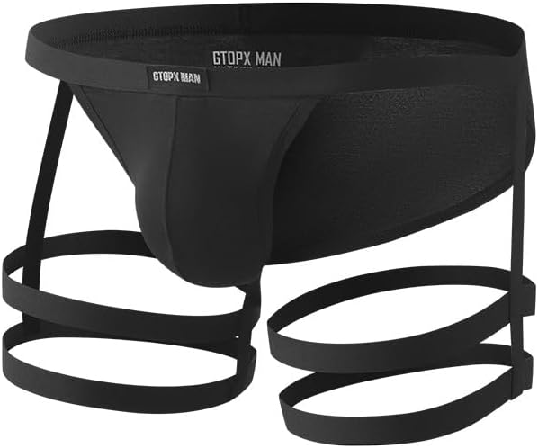 Men's Jockstrap Underwear Sexy Thong Underwear with Leg Straps, Low-Waist Briefs Underpants