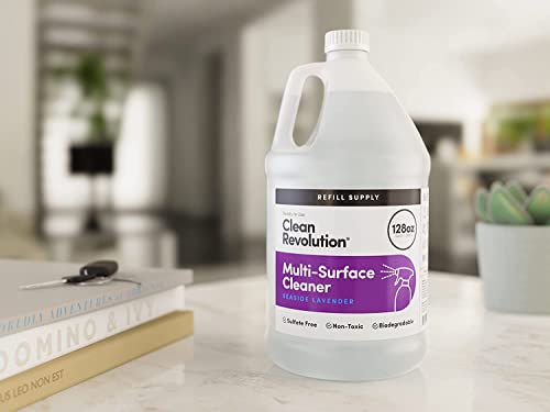 Image of Clean Revolution Multi Surface Cleaner Refill Supply, Non-Toxic, Eco-Friendly & Plant-Based, Ready to Use, Seaside Lavender, 128 Fl Oz (Pack of 4)