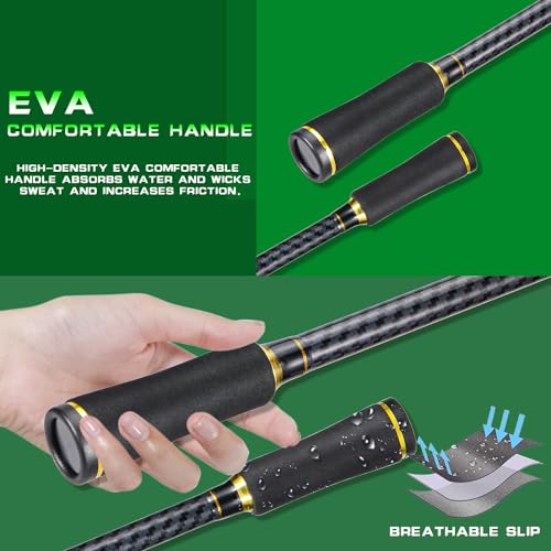 Sougayilang Caña de Pescar Compuesta de Carbono y Fibra de Vidrio 2 Piezas para Spinning 6'0" miniatura 6