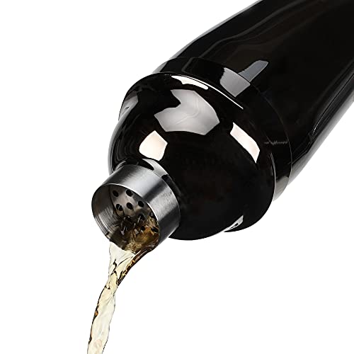 True Black Cocktail Shaker - Drink Shaker For Margarita, Mojito, Martini, Old Fashion And Bar Cocktails - 18 Oz Stainless Steel Cobbler Shaker With Lid & Strainer #TOP4