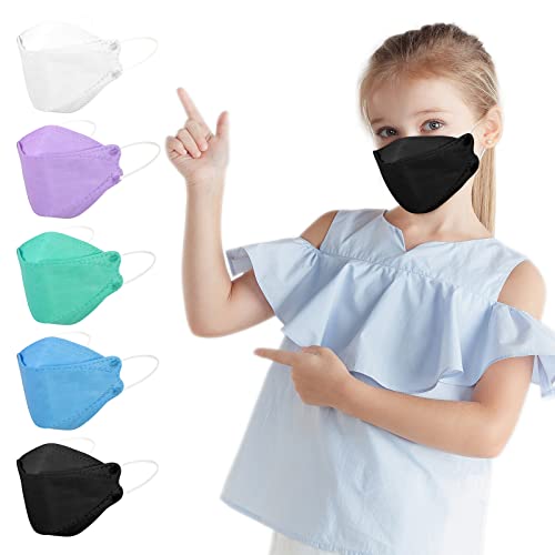 50Pcs Disposable kids KF94 Face Mask, 4-Layer protection 3D Fish Mouth Type Colorful Children masks, Gift for3-11 Years Old Boys and Girls