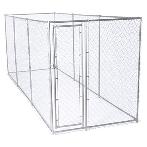 Lucky Dog 10 x 10 Foot Heavy Duty Outdoor Chain Link Dog Kennel w/Door (2 Pack) Cover