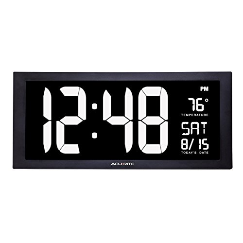 AcuRite 76102M Oversized LED Clock with Indoor Temperature, Date and Fold-Out Stand, 18" , White by AcuRite - Used condition - US$39.12
