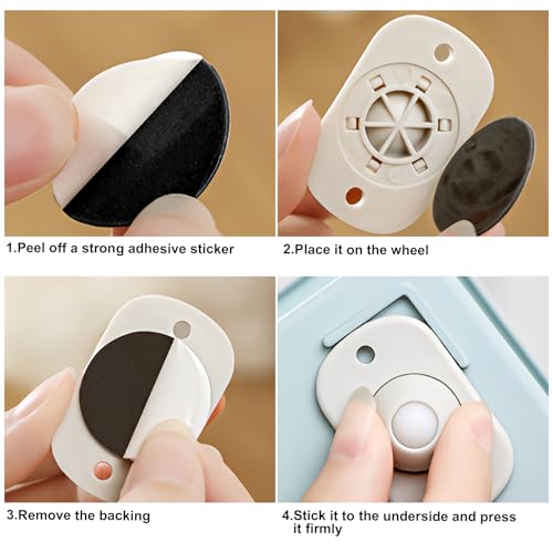 8 Piezas Mini Ruedas Adhesivas Giratorias 360° Ruedas Giratorias Adhesivas Pequeñas para Bricolaje Caja de Pañuelos, Cubo de Basura, Electrodomésticos de Cocina, Caja de Almacenamiento Blanco - imagen 4