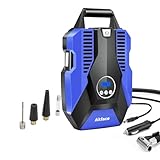 Akface Tire Inflator Portable Air Compressor 150 PSI, 12V DC Air Pump with Carring bag - w/LED Light- Auto Shut Off Feature, Air Pump for Car,Bike,Balloon, Blue