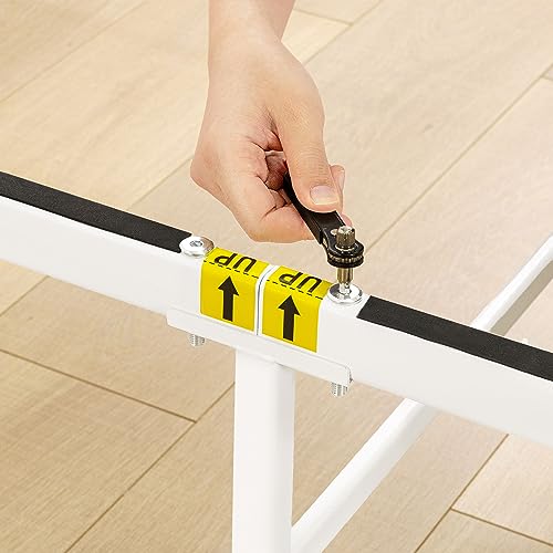 Image of Best Price Mattress 18 Inch Metal Platform Bed Frame, Heavy Duty Steel Slats, White, King