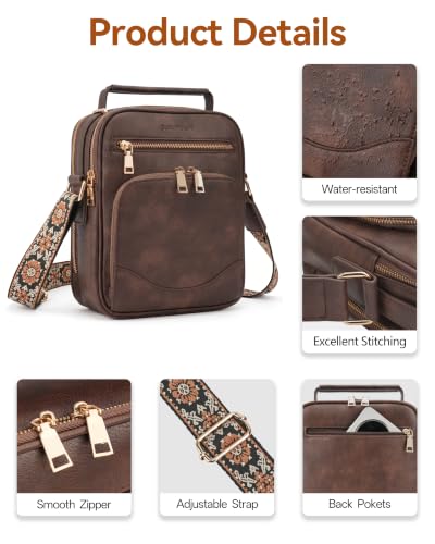 Image of Large Crossbody Bags for Women,Boho Strap Vegan Leather Purse | Built-in Wallet RFID Womens Crossbody Purse,Structured, Multi Pockets, Versatile Shoulder Bag for Travel,commuting,daily