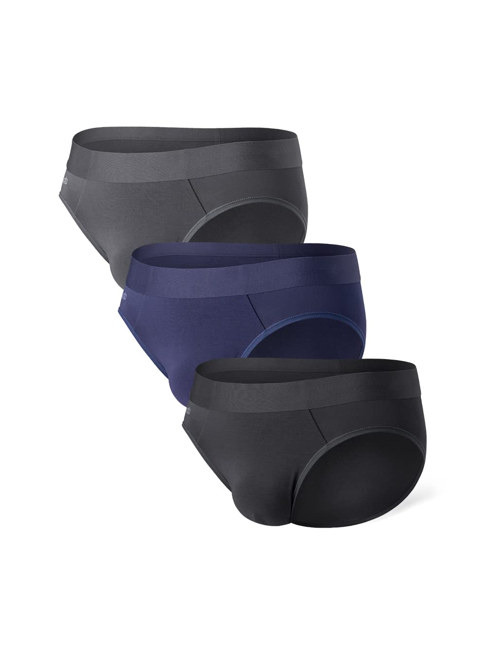 DAVID ARCHY Men's Soft Micro Modal Pouch Underwear 3 Pack Breathable Moisture Wicking Briefs with Stretch Seamless Waistband, Black/Dark Gray/Navy Blue, M