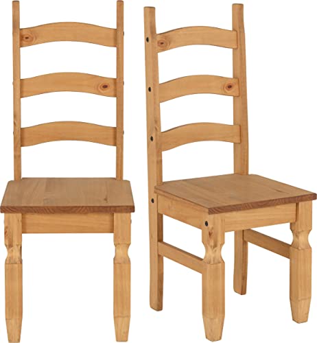 Seconique Corona Dining Chair Set of 2 in Distressed Waxed Pine