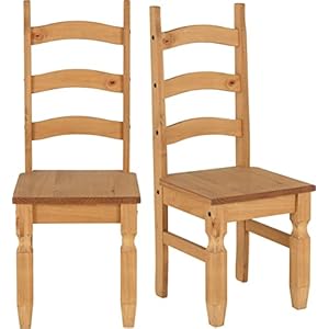 Seconique Corona Dining Chair Set of 2 in Distressed Waxed Pine