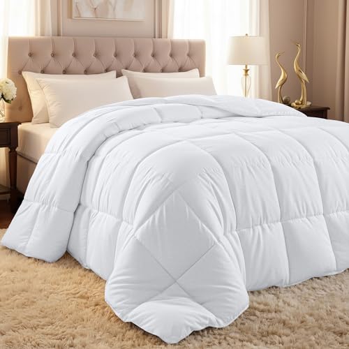 Utopia Bedding Comforter Duvet Insert, Quilted Comforter with Corner Tabs, Box Stitched Down Alternative Comforters Queen Size (White)