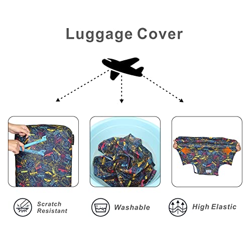 Explore Land Travel Luggage Cover Washable Suitcase Protector - Fits 18-22 Inch Luggage, Stamp S #TOP3
