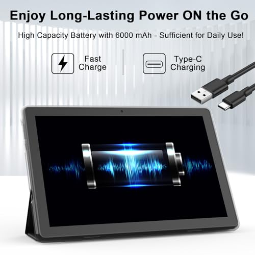 Image of 2 in 1 Android Tablet 10 Inch with Tablet Case and Stylus Pen Android 15 Tablet 5G WiFi-6 1280 x 800 Full HD IPS Display 6000mAh 64GB ROM + 12GB RAM (4+8 Virtal) 1024GB