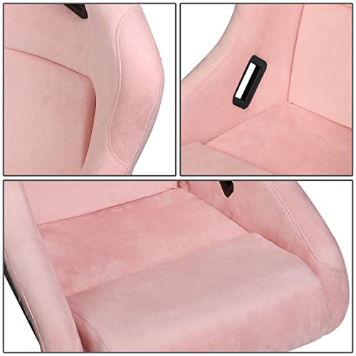 NRG Innovations NRG-FRP-303PK-PRISMA Universal Fixed Back Bucket Racing Seat for 5-Point Harnesses, Size M, Pink Alcantara Material, 22" W X 34" H X 16" D by NRG Innovations - Image 5