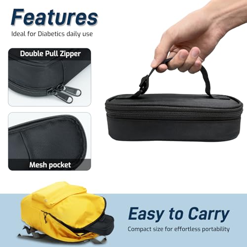 Image of Cruxer Insulin Vial Cooler Travel Case (Black),Keep Medication Vial Cool,Portable Insulated Diabetic Medicine Travel Bag,TSA Approved,Small Bottle Storage Kit with Reusable Ice Brick Cooler
