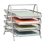 Mind Reader Desk Organizer with 4 Sliding Trays for Letters, Documents, Mail, Files, Paper, Silver