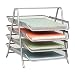 Mind Reader Desk Organizer with 4 Sliding Trays for Letters, Documents, Mail, Files, Paper, Silver