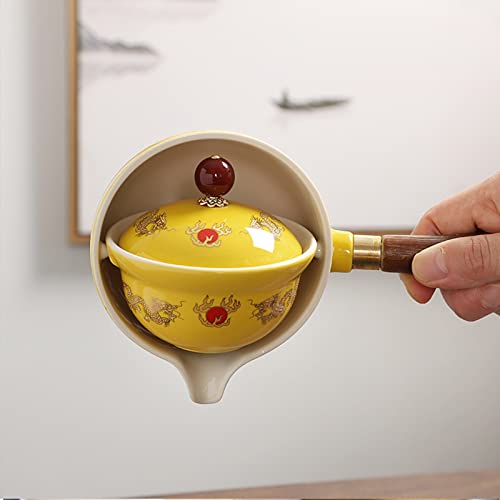 Tetera de cerámica china antigoteo con rotación 360 e infusor individual portátil 7