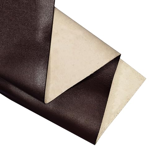 Genuine Leather Hide | 1.8-2.0 mm Thick | Full Grain Leather Sheet & Pieces for LeatherCrafting and Leatherworking Projects by Kozmo (Chocolate Brown, 12