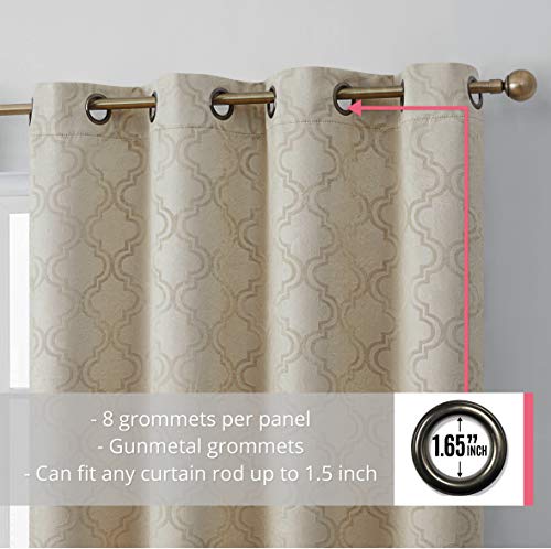 Hlc.me Redmont Lattice Geometric Thick Soft Thermal Insulated Energy Efficient Room Darkening Privacy Blackout Grommet Curtain Panels For Living Room - Set Of 2 Panels (52 X 84 Inches Long, Taupe) #TOP2