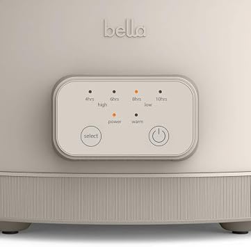 The-Bella 6-Quart Programmable Slow Cooker with Additional 2-Quart Slow Cooker, User-Friendly Design, High and Low Settings, Durable Steel Housing, Dishwasher Safe, Perfect for Main Dishes and Sides