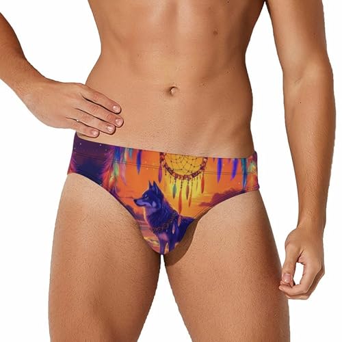 Wolf Dream Catcher Men's Swim Trunks Briefs Swimsuit Swimwear Bathing for Underwear Beach