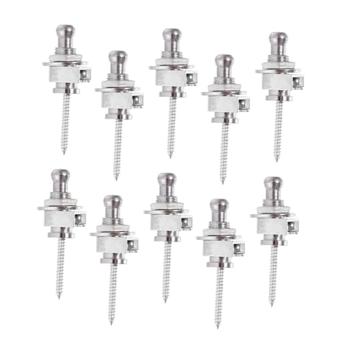 ERINGOGO 10Pcs Guitar Strap Locks Silver Locking Buttons for Acoustic Electric Folk Guitars Ukuleles Slip Design Easy Installation Secure Fit for Safe Playing