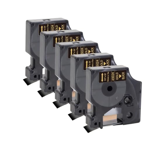 �݊����̂���5-10-20PK D1 45013 45018 45010 45023�ڒ���12mm D1���x���}�l�[�W���[�p���x���e�[�v160 280 350����ѓ��l�̃��x���v�����^�[(5PK Gold on Black)